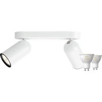 Philips Pongee opbouwspot - 2 spots - wit + Philips Hue White Ambiance GU10 (2x)