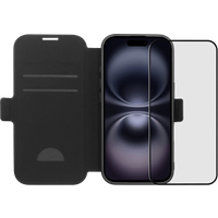 BlueBuilt Apple iPhone 17 Book Case Leer Zwart + BlueBuilt iPhone 17 Screenprotector Glas
