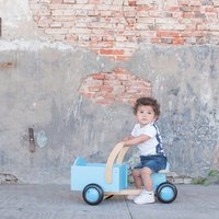 Loopfiets vanaf 1 jaar Little rider houten bakfiets blauw - Bandits & Angels