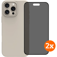 BlueBuilt Back Cover iPhone 16 Pro Max Beige + Privacy Filter Screenprotector Duo Pack