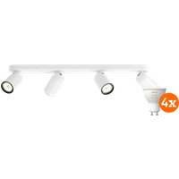Philips Pongee opbouwspot - 4 spots - wit + Philips Hue White Ambiance GU10 (4x)