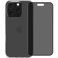 BlueBuilt Back Cover iPhone 16 Pro Transparant + Privacy Filter Screenprotector Glas