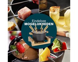 Princess Fonduepan 173025 – Elektrische fondueset - 8 personen - Geschikt voor kaas, olie, chocolade en bouillon - 2 meter snoer - Regelbare thermostaat - Bamboe – 1.5 liter