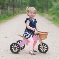 Bandits and Angels Smart Bike 4in1 retro pink met mandje - Houten loopfiets driewieler vanaf 1 jaar