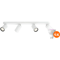 Philips Pongee opbouwspot - 4 spots - wit + Philips Hue White and Color GU10 (4x)