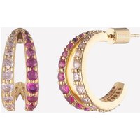 Mariah Double Earring Hoops - Rhodium Plated
