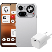 Nothing Phone (4a) Pro 128GB Zilver 5G + BlueBuilt Oplader met Usb C Poort 45W Wit