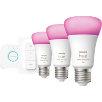 Philips Hue White and Color Starter Pack E27 met 3 lampen, dimmer + Bridge