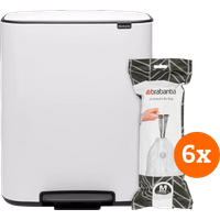 Brabantia Bo Pedal Bin 60 Liter White + Vuilniszakken (120 stuks)