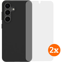 BlueBuilt Samsung Galaxy S25 Back Cover Zwart + Screenprotector Glas Duo Pack