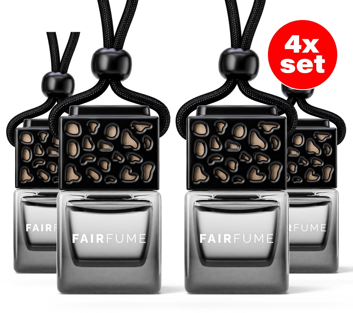 Fairfume® - Auto Parfum - Mystery Pakket 4 stuks – Geïnspireerd op Designer Parfum - Auto Geurverfrisser - Autoaccessoires – Parfum Voor Heren & Dames - Cadeau – (4x Set) - Dark Grey