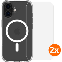 BlueBuilt Protective Cover met MagSafe iPhone 16 Transparant + Screenprotector Duo Pack