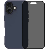 BlueBuilt Protective Back Cover met MagSafe iPhone 17 Blauw + iPhone 17 Privacy Screenprotector Glas