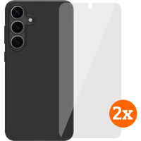 BlueBuilt Samsung Galaxy S25 Plus Back Cover Zwart + Screenprotector Glas Duo Pack