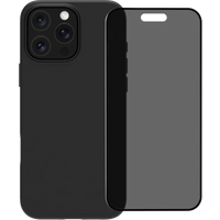 BlueBuilt Back Cover iPhone 16 Pro Max Zwart + Privacy Filter Screenprotector Glas