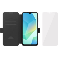 BlueBuilt  Samsung Galaxy A17 Book Case Leer Zwart + BlueBuilt Screenprotector Glas