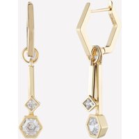 Kieran Dangle Hoop Earrings - Rhodium Plated