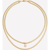 Lucile Gold Round Snake Chain - 18k Gold Plated / White