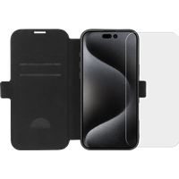 BlueBuilt Apple iPhone 16 Pro Max Book Case Leer Zwart + Screenprotector Glas