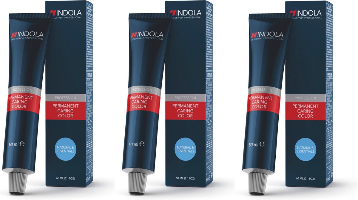 Indola Profession Permanent Caring Color Natural & Essentials 60ml – 9.04+ extra licht blond natuur koper plus - 3 tubes