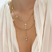 Morgane Bezel Strand Necklace - Rhodium Plated Brass