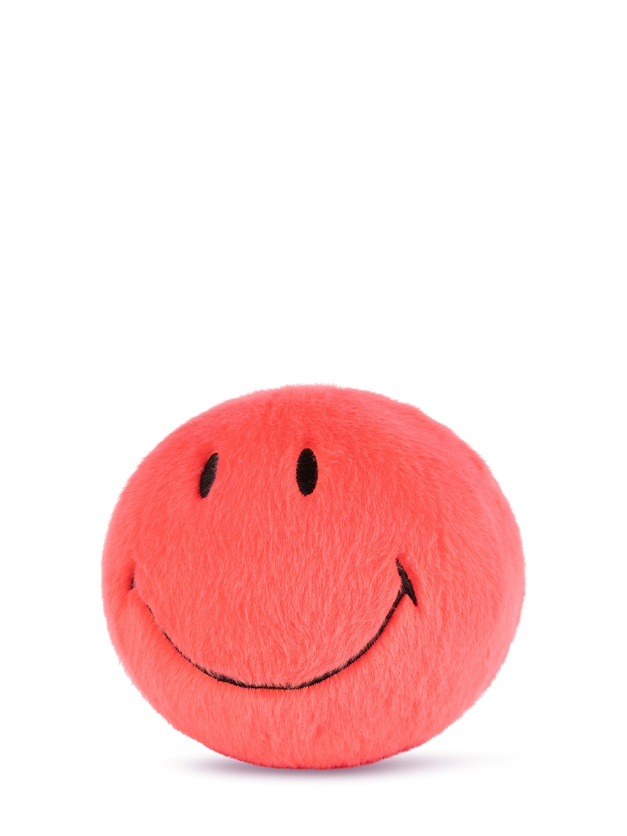 Smiley Fuzzy knuffel 13cm - Bright Coral