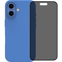 BlueBuilt Back Cover iPhone 16 Blauw + Privacy Filter Screenprotector Glas
