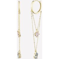 Vivienne Dangle Hoop Earrings - Rhodium Plated