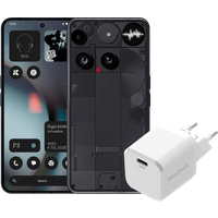 Nothing Phone (3) 256GB Zwart 5G + BlueBuilt Oplader met Usb C Poort 45W Wit