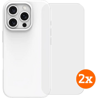 BlueBuilt Back Cover iPhone 16 Pro Wit + Screenprotector Glas Duo Pack