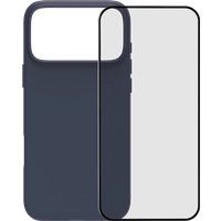 BlueBuilt Protective Back Cover met MagSafe iPhone 17 Pro Max Blauw + BlueBuilt iPhone 17 Pro Max Screenprotector Glas
