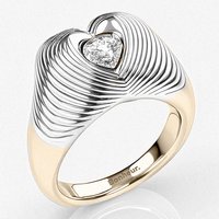 Emmeline Clear Quartz Chunky Heart Ring - Rhodium Plated / 8