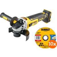 DeWalt DCG405NT-XJ (zonder accu) + DeWalt Doorslijpschijf INOX 125x1x22,2mm 10 stuks
