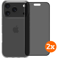 BlueBuilt Back Cover iPhone 17 Pro Transparant + Privacy Filter Screenprotector Duo Pack