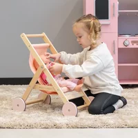 Poppenbuggy 2 jaar hout zalmroze Lovely Pink - Bandits & Angels