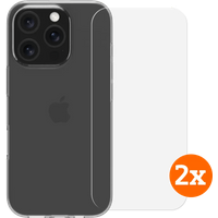 BlueBuilt Back Cover iPhone 16 Pro Transparant + Screenprotector Glas Duo Pack