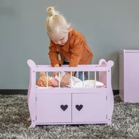 Poppenbedje hout roze incl. dekentje Sweetheart - Bandits and Angels
