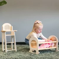 Houten poppenset stoel en wieg rotan vanaf 3 jaar - Bandits and Angels