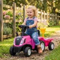 Loopauto roze New Holland T7 tractor met aanhanger vanaf 1 jaar - Bandits and Angels