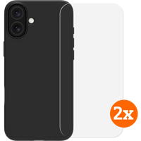 BlueBuilt Back Cover Apple iPhone 16 Plus Transparant + Screenprotector Glas Duo Pack