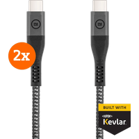 BlueBuilt Usb C naar Usb C Kabel 1,5m Kevlar Zwart Duo Pack