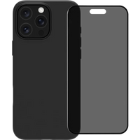 BlueBuilt Back Cover iPhone 16 Pro Zwart + Privacy Filter Screenprotector Glas