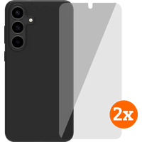 BlueBuilt Samsung Galaxy S25 FE Back Cover Zwart + Screenprotector Glas Duo Pack