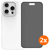 BlueBuilt Back Cover iPhone 16 Pro Wit + Privacy Filter Screenprotector Glas Duo Pack