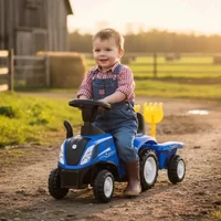 Loopauto blauw New Holland T7 tractor met aanhanger vanaf 1 jaar - Bandits and Angels