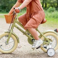 Kinderfiets 12 inch met zijwieltjes groen, vanaf 3 jaar Retro Rider met mandje - Bandits and Angels