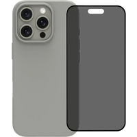 BlueBuilt Back Cover iPhone 16 Pro Grijs + Privacy Filter Screenprotector Glas