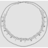 Evelyne Crystal Beaded Necklace - Rhodium Plated