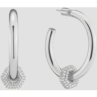 Poppy Hoop Earrings with Charm - Rhodium Plated