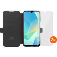 BlueBuilt Samsung Galaxy A17 4G/5G Book Case Zwart + Screenprotector Glas Duo Pack
